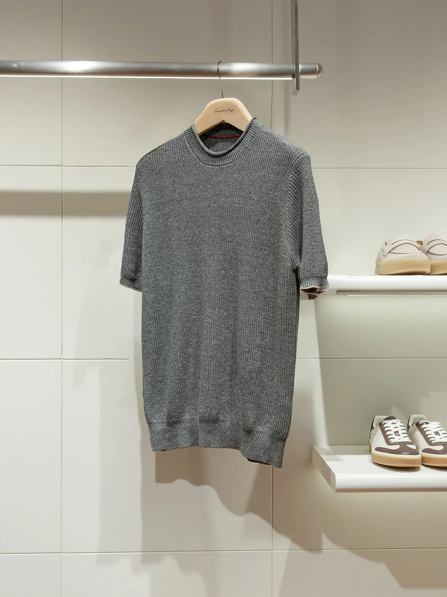 [Old Money Natural Elegance] 77% Flax 23% Cotton, Semi-British Ribbed Linen Cotton Knitted Crew Neck Short Sleeve T-Shirt Men