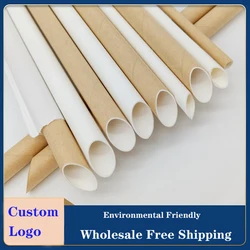 100 Pieces/Lot Disposable Paper Stanley Cardboard Thick Straws For Drinking Airplane Bubble Tea Party Restaurant Accessories Big