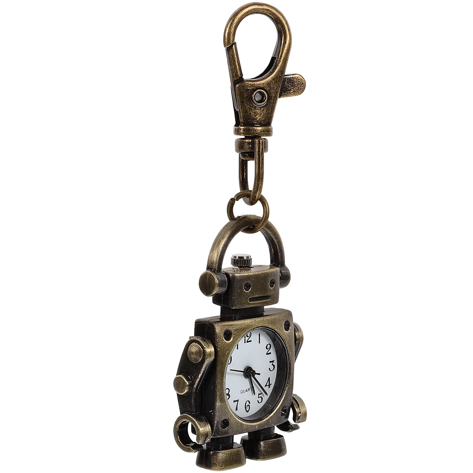 Design unico portachiavi Orologio da tasca durevole Anello a forma di robot Orologio da auto vintage con pendente Uso a lungo termine