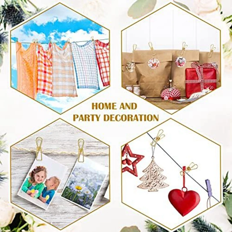 Clips Metal Wire Hollow Out Clips Multi Purpose Utility Clips Hanging Clothes Pins, 100PCS