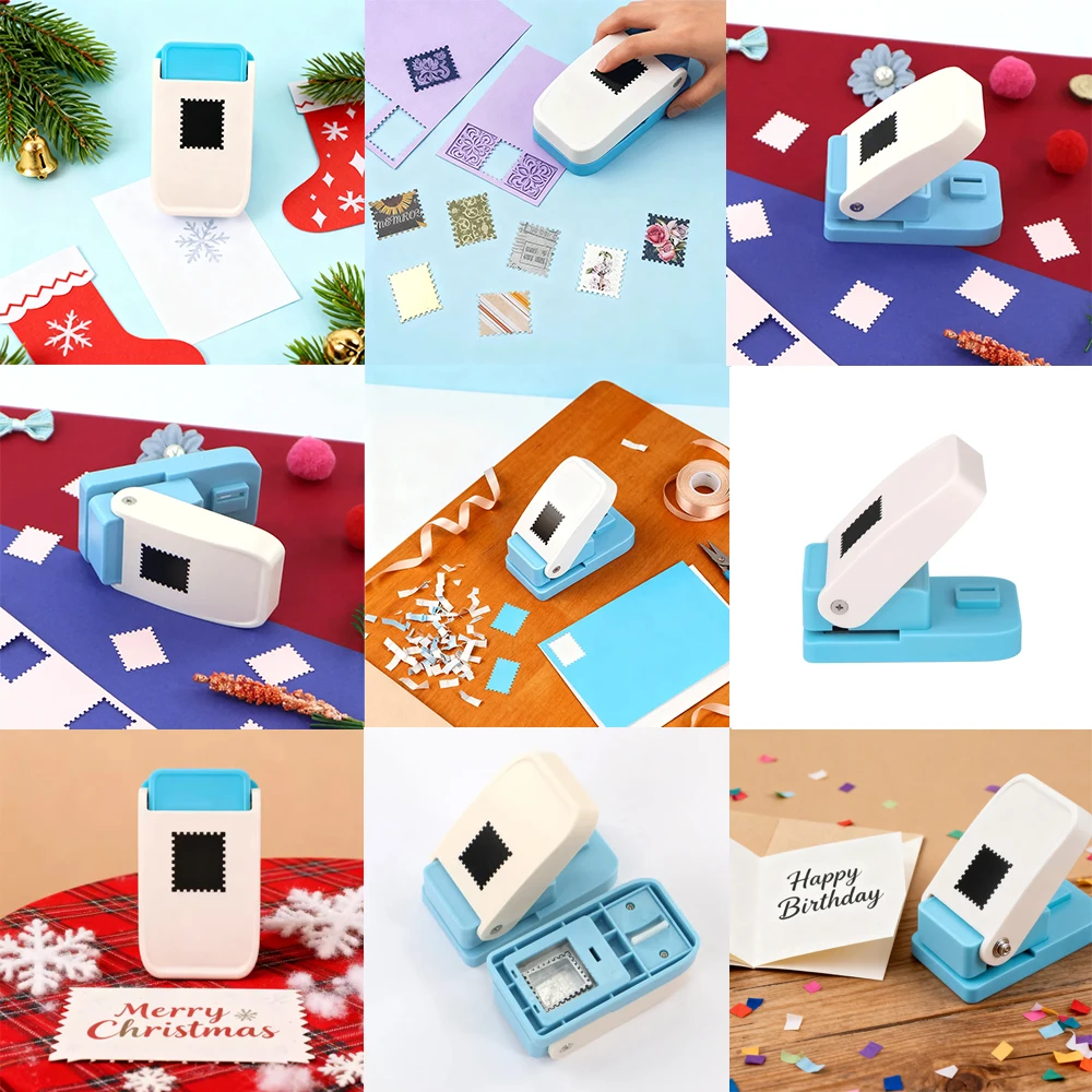 1x0.8inch Rectangular Postage Stamp Punch,Lever Action Craft Punch for Paper Crafting Scrapbooking Punching Tool