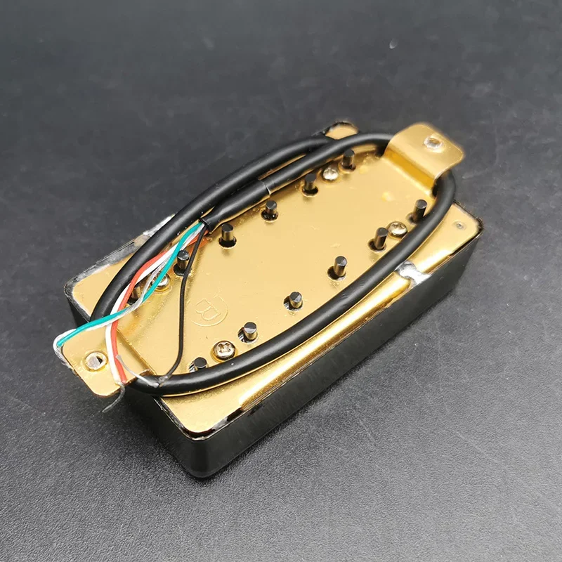 Two Line 3+3 Brass Cover Humbucker Guitar Pickup 4 Coil Cable 7.5k/15k Coil Splitting Pickup for LP Guitar Black