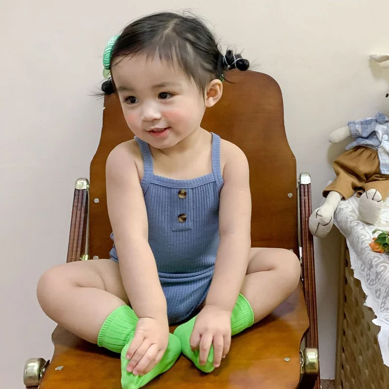 Macacão infantil verão estilo coreano bebê confortável de manga curta macacão sling saco peido macacão