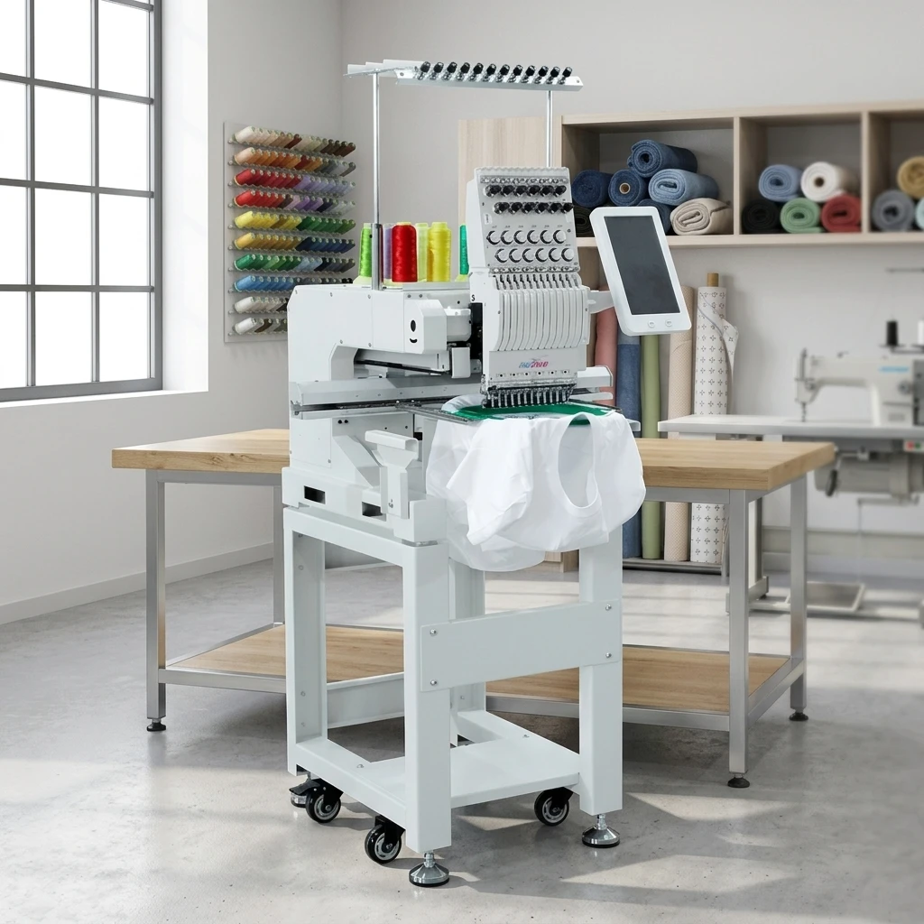 2026 REVHON Computerized Embroidery Machine Home Application One Head Embroidery Machine 12/15 Needle High Precision