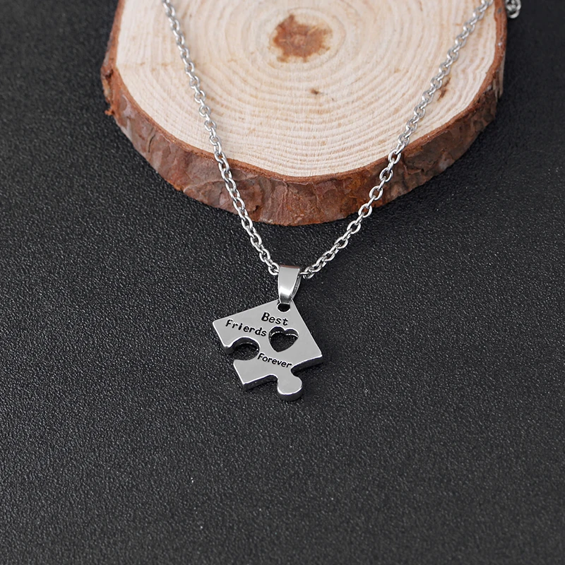 4Pcs/Set Jigsaw Puzzle Best Friends Forever Necklace BFF Jewelry Women Girls Friendship Choker Gift
