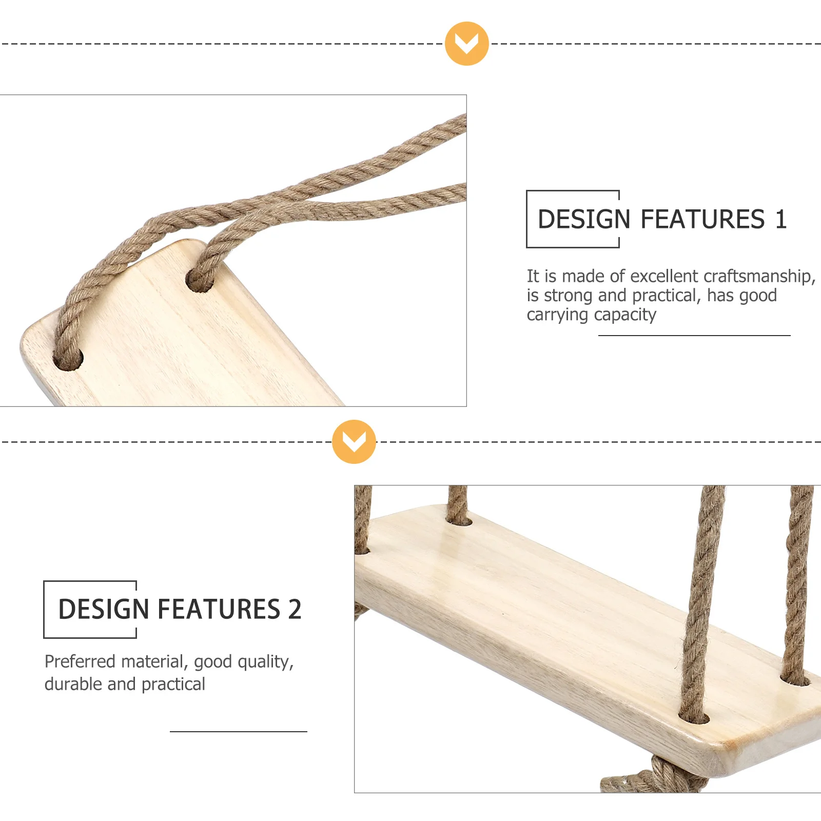 Chaise pivotante en bois 1 pièce, siège suspendu extérieur Durable pour adultes et enfants, balançoire de jardin sûre, jouet suspendu Simple, balançoire en fil de corde