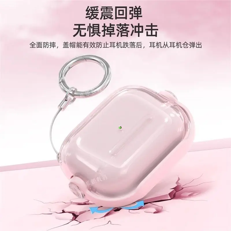 airpods case creative locking transparent case drop-proof sturdy iPhone airpods protective case safety anti-loss