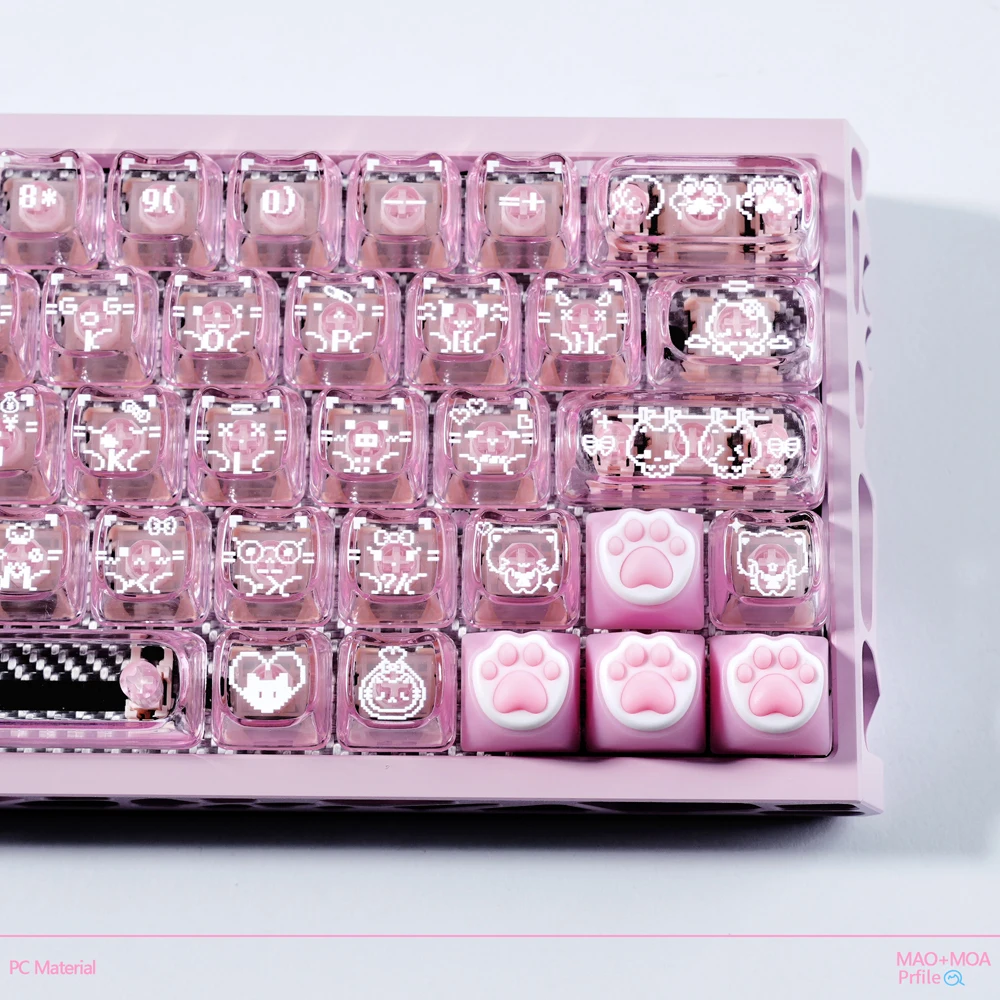 PC Translucent Keycaps MAO+MOA Profile Transparent Keycaps 75 Keys Suitable for Cherry Mx Switch Mechanical Keyboards