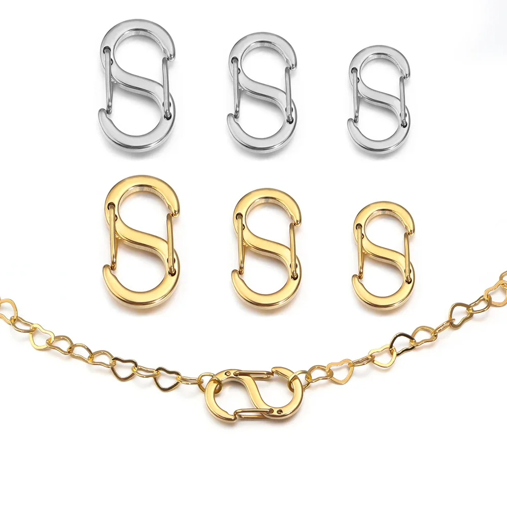 

2-5 шт., шикарная пряжка из нержавеющей стали с буквой S, позолоченные застежки-омары, крючки, разъемы, ожерелье для самостоятельного изготовления ювелирных изделий 2030