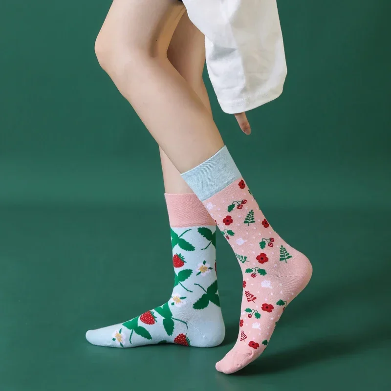 1 Pairs Fashion Casual Harajuku Women and Men Funny Socks Fruit Food Beer Stripe Grid Dress Cotton Socks Men