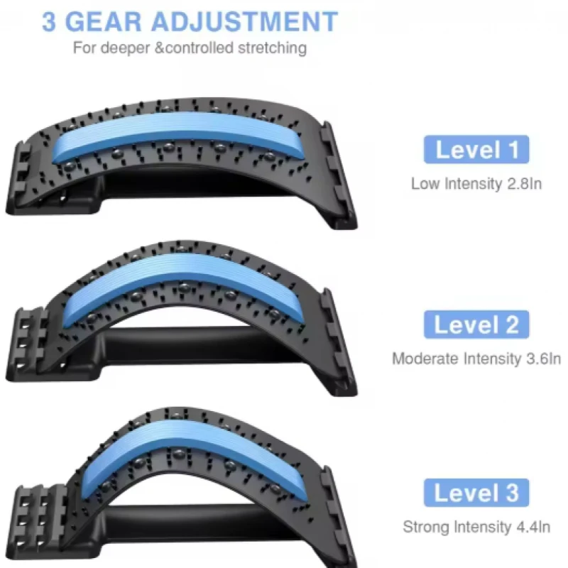 

Трехуровневый регулируемый тренажер для растяжки спины для облегчения боли в пояснице. Доска для вытяжения поясничного отдела позвоночника, устройство для декомпрессии позвоночника. Массаж при сколиозе