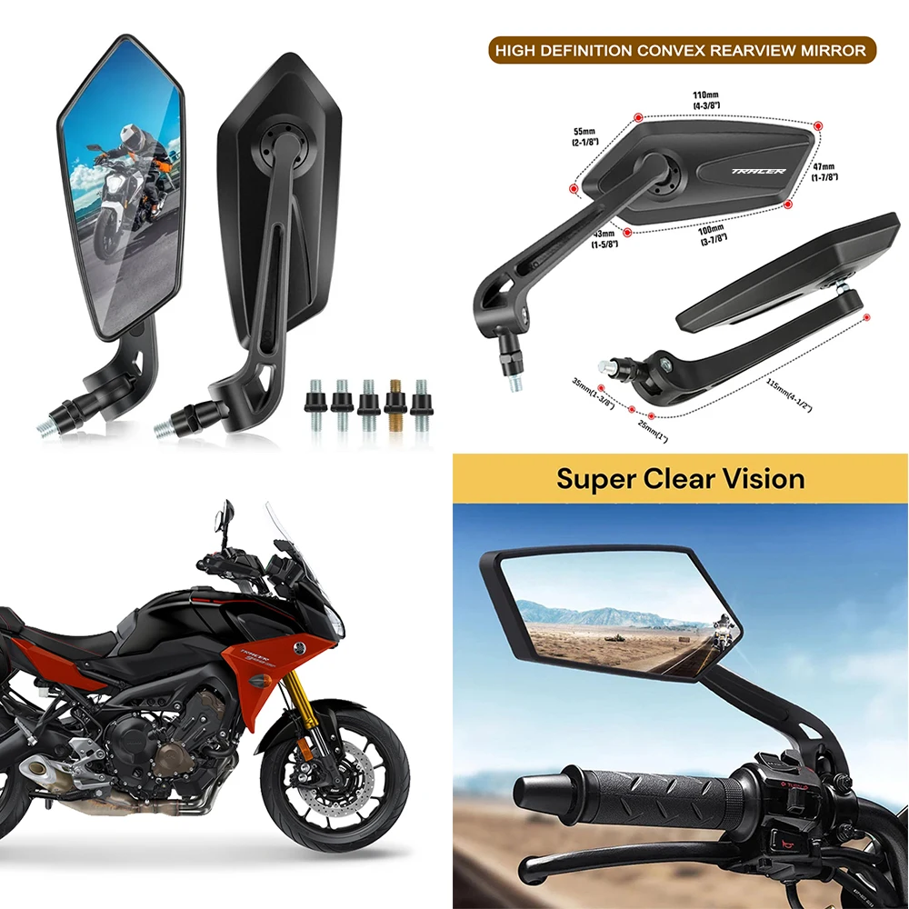 1 Pair Modifyed 360° Foldable Motorcycle Side Rearview Mirrors For Yamaha Tracer 9 Tracer 9 GT Tracer900 Tracer700GT Tracer900GT