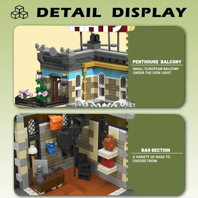 3140PCS Street View The Hat Store Building Blocks Model City Creative Expert Modular Assembly Bricks Kids Toy For Adult Gifts