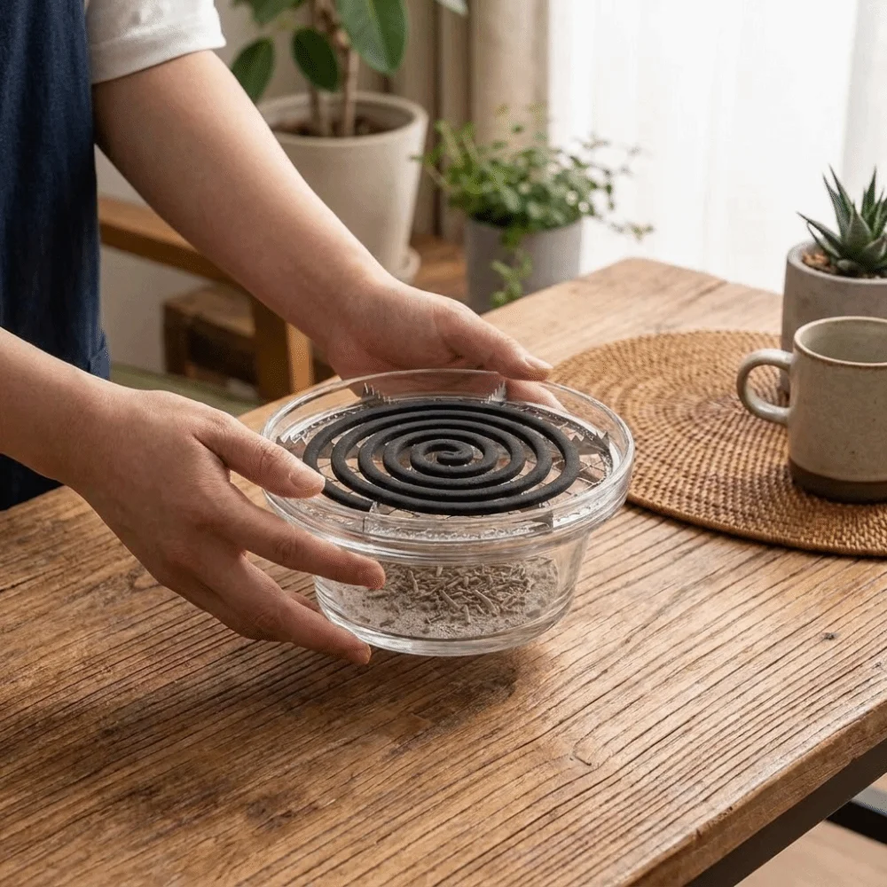 Transparent Glass Incense Burner with Filter Screen Anti Dust Incense Holder Round Mosquito Coils Tray Meditation