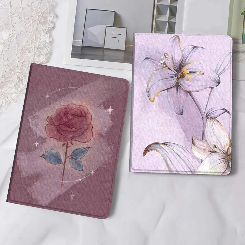 

Starry Pink Rose Illustration Tablet Case For Samsung Tab Galaxy S6 S11 A A7 A8 A9 A11 10.1 10.4 10.5 Plus Lite Gift