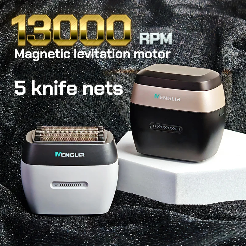 

IPX6 Профессиональный двигатель с магнитной левитацией, 13000 об/мин, переключатели сенсорного экрана, электрический триммер для бороды, 5 сеток для ножей, бритва для резки
