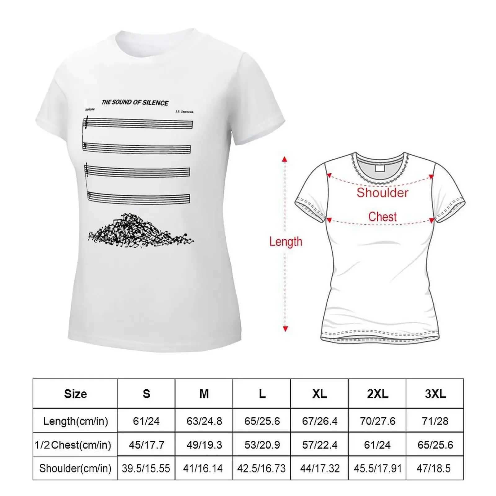 The Sound Of Silence music sheets Classic T-shirt lady clothes tops T-shirts for Women