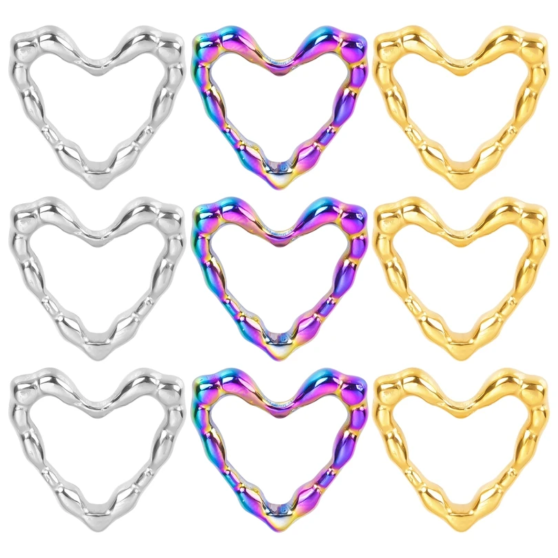 10pcs/Lot Irregular Heart Shape Fashion Stainless Steel Pendant Gold/Colour 100% No Fading Brief Charms Making Necklace Jewelry