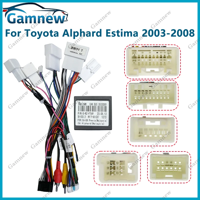 

Car 16pin Wiring Harness Adapter Canbus Box Decoder Android Radio Power Cable For Toyota Alphard Estima 2003-2008