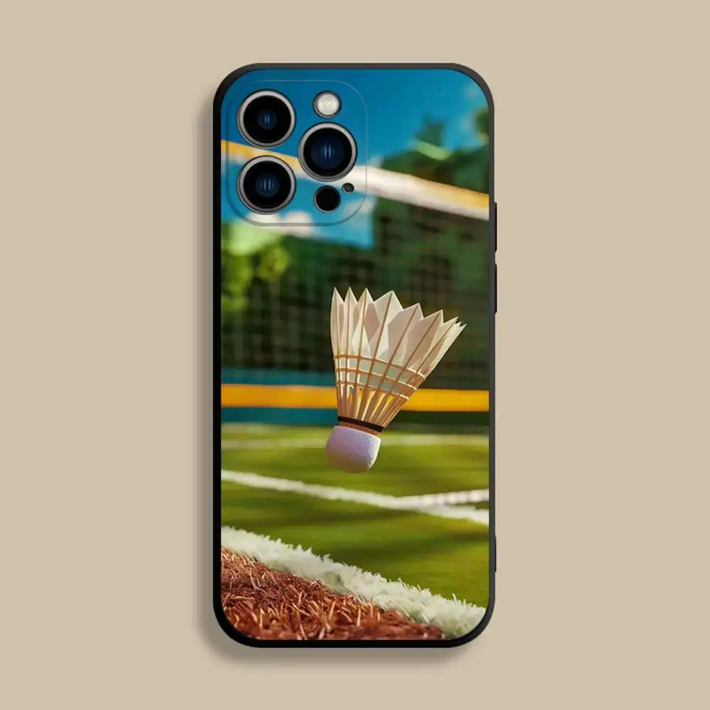 حافظة هاتف رياضية رائعة لتنس الريشة لهاتف آيفون 17,16,15,14,13,12,Pro,Max,Plus,E,SE4,Air,غطاء ناعم أسود صغير