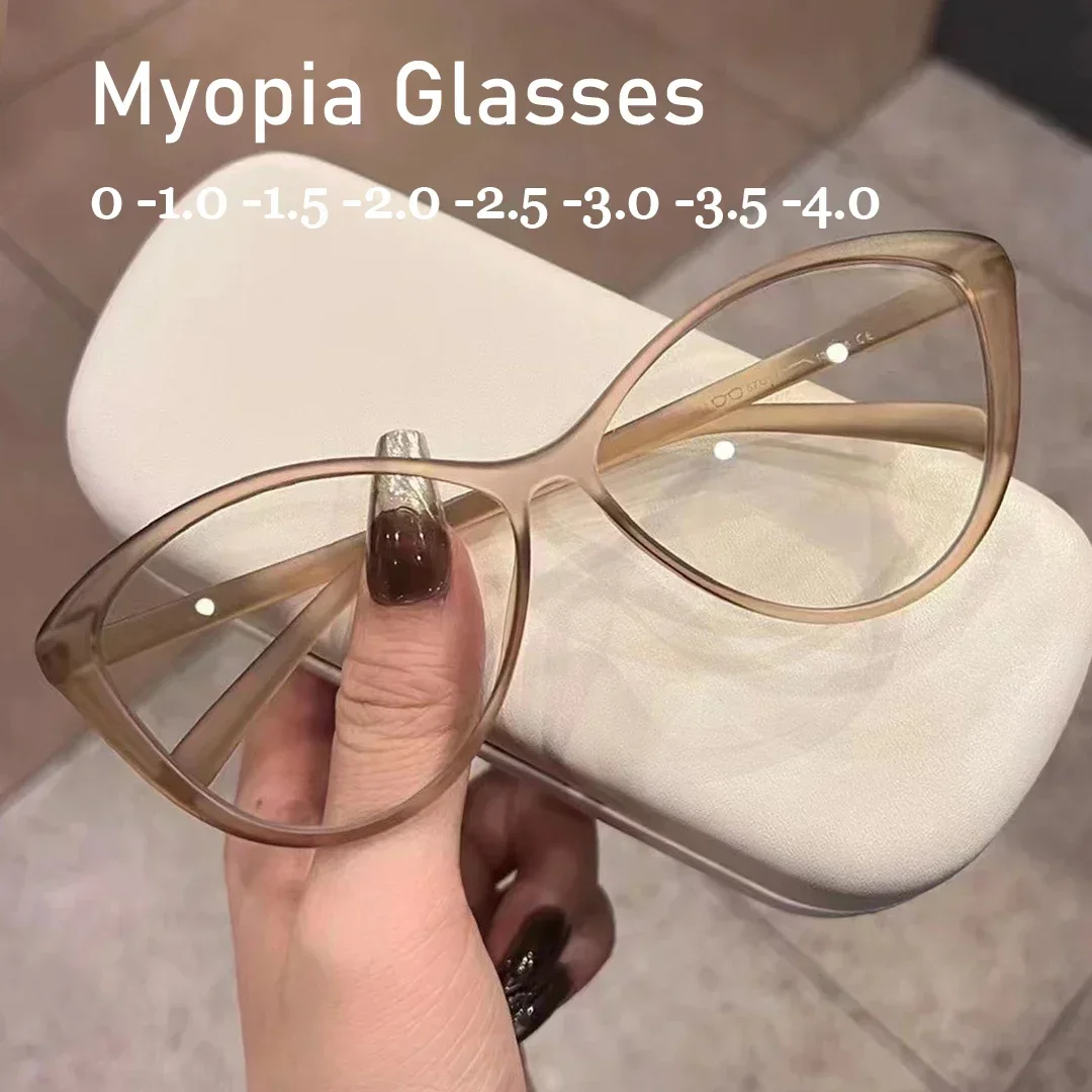 NEW Cat Eye Frame Women Myopia Glasses Vintage Anti Blue Light Near Sight Eyeglasses Finished Optical Prescription Minus Glasses