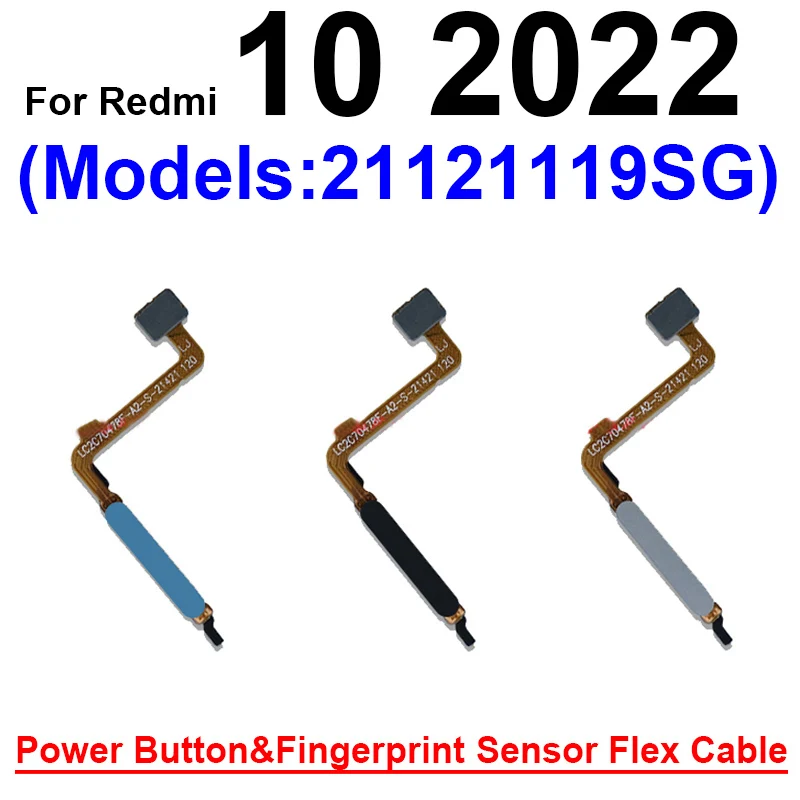 Fingerprint Sensor Flex Cable For Xiaomi Redmi 10 10 Prime 2022 5G Finger Print Power Button Home Key Touch Flex Ribbon Parts