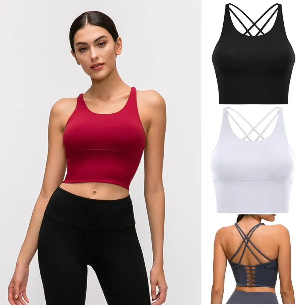 

Women Sports Bra High-strength Push Up Underwear Cross Back Shockproof Top Spaghetti Strap Lady Bra Vest Women Clothing 여성 브라 조끼