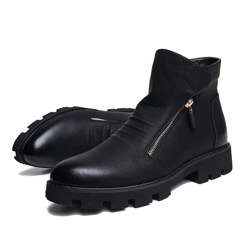 Retro Men Botas Hombre Ankle Boots Fashion Men Leather Chelsea Boots Men Slip Ons Motorcycle Man Warm Boots Men Work Shoes