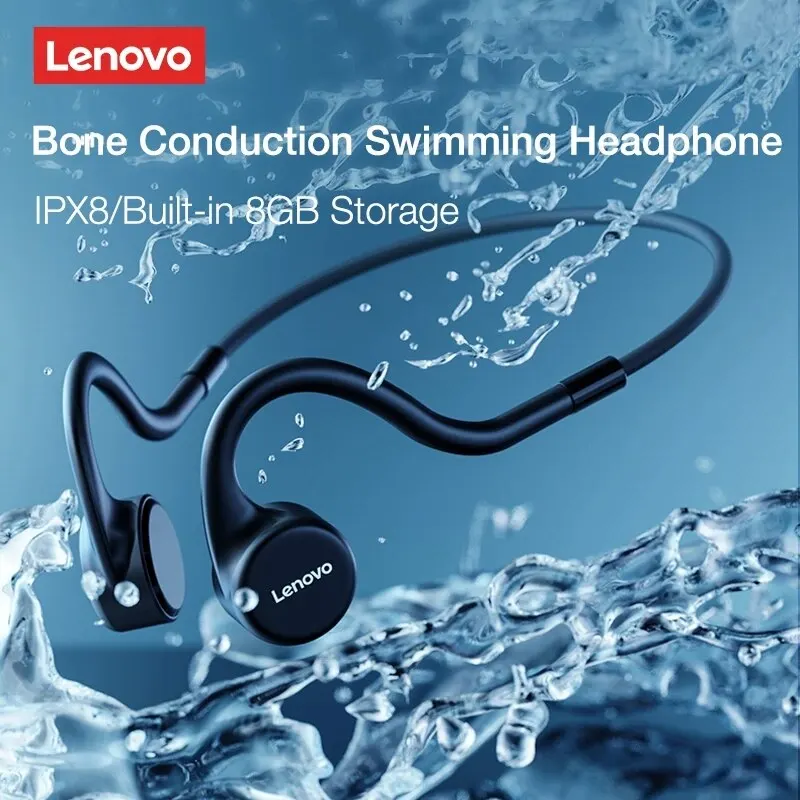 Lenovo X5 Bone Conduction Headphones IPX8 Waterproof Headset Built in 8GB Memory Wireless Bluetooth 5.0 Compatible Earphones