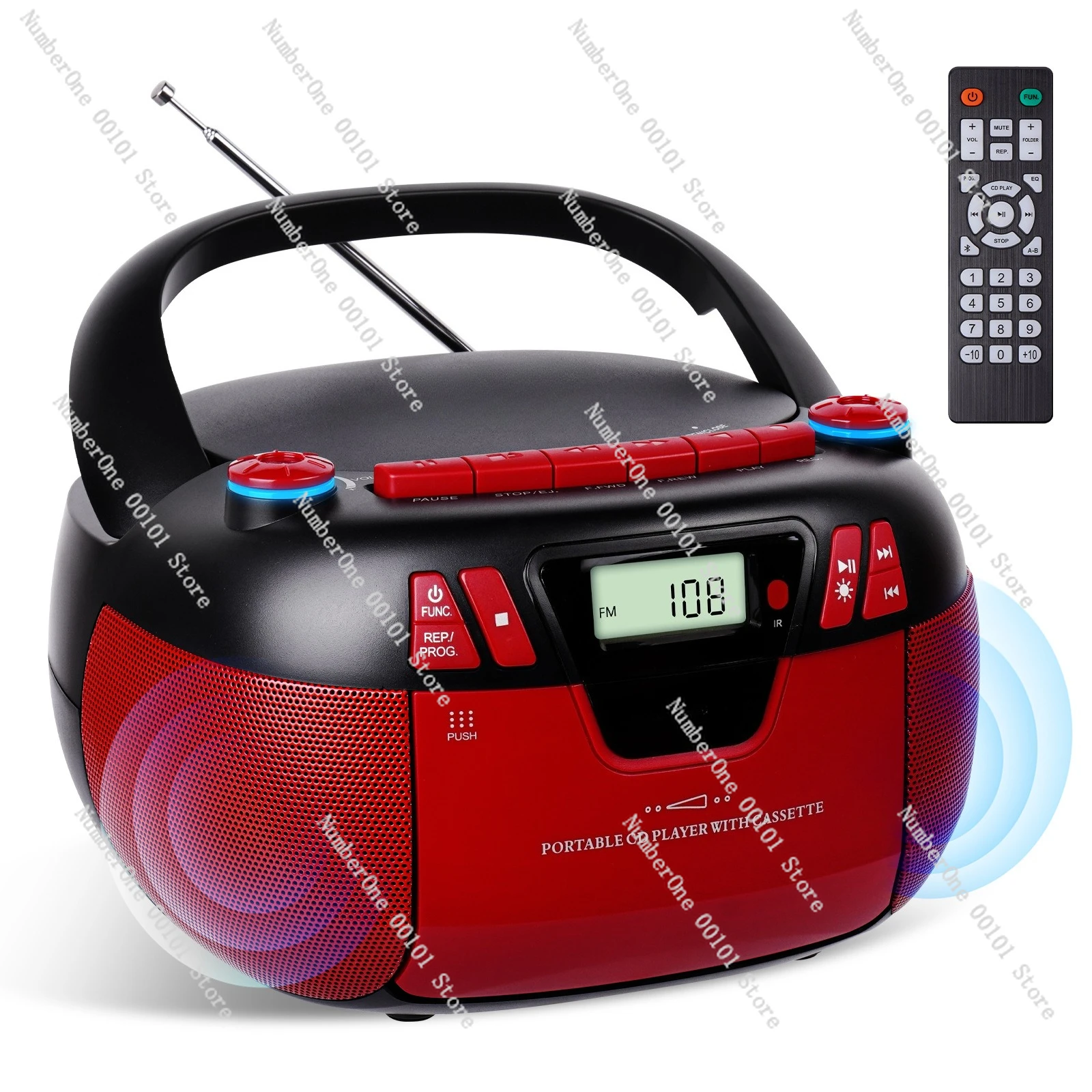 

Многофункциональный портативный стереофонический проигрыватель компакт-дисков с Bluetooth и кассетой USB и записью AM/FM