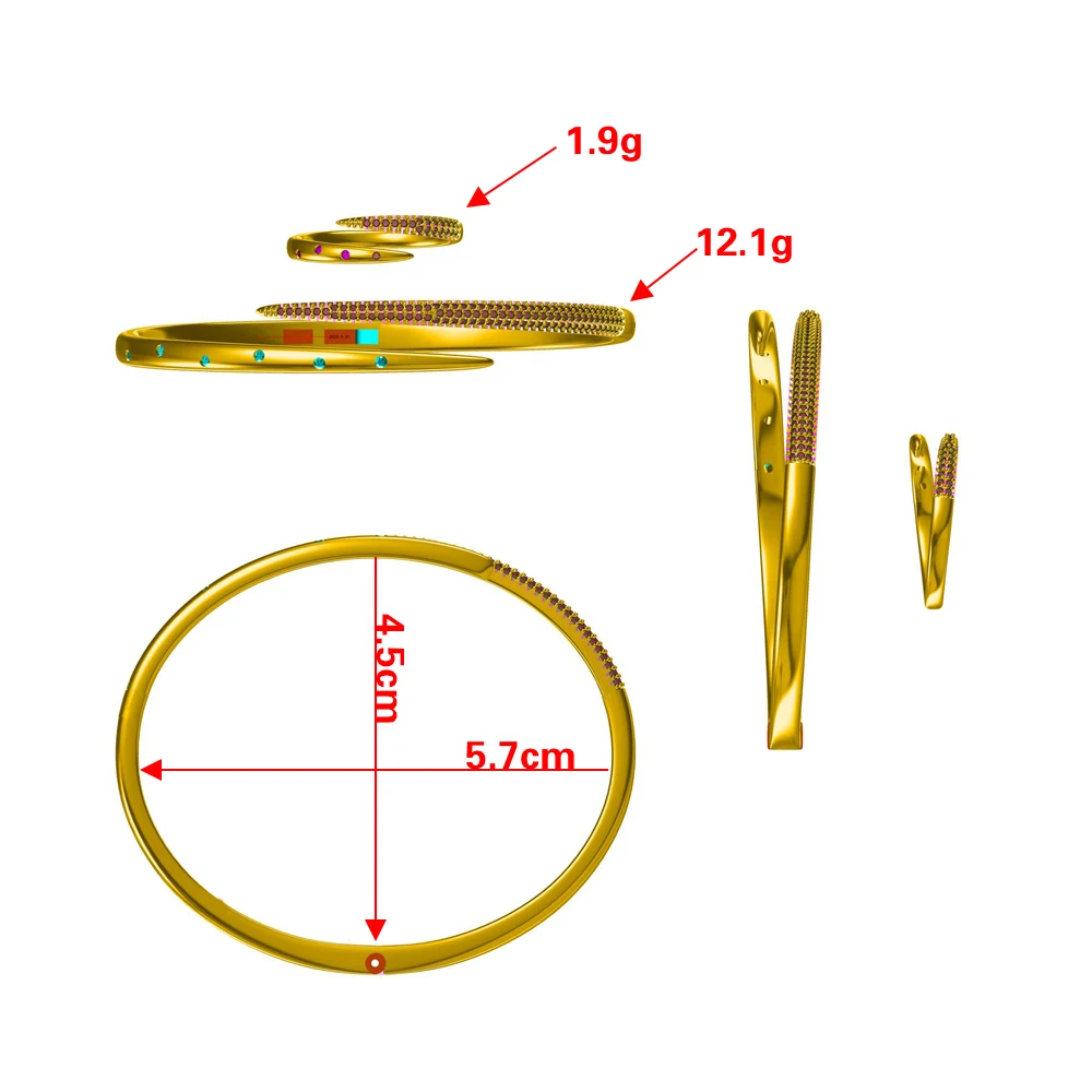 New Style Luxury 2 PCS Jewelry Set For Wedding Cubic Zirconia Resizable Bangle & Ring Sets High Quality Birthday Gift image 6