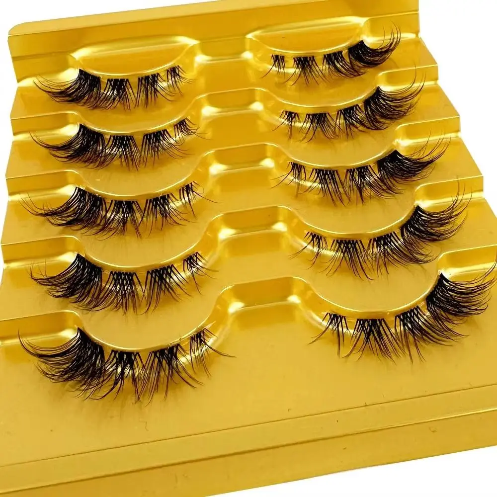 5 أزواج رموش بالمنك غير مرئية الفرقة لاش تمديد الرموش الصناعية الطبيعية عبر العنقودية الجنية ثلاثية الأبعاد فو كبير العين طويلة رموش اصطناعية