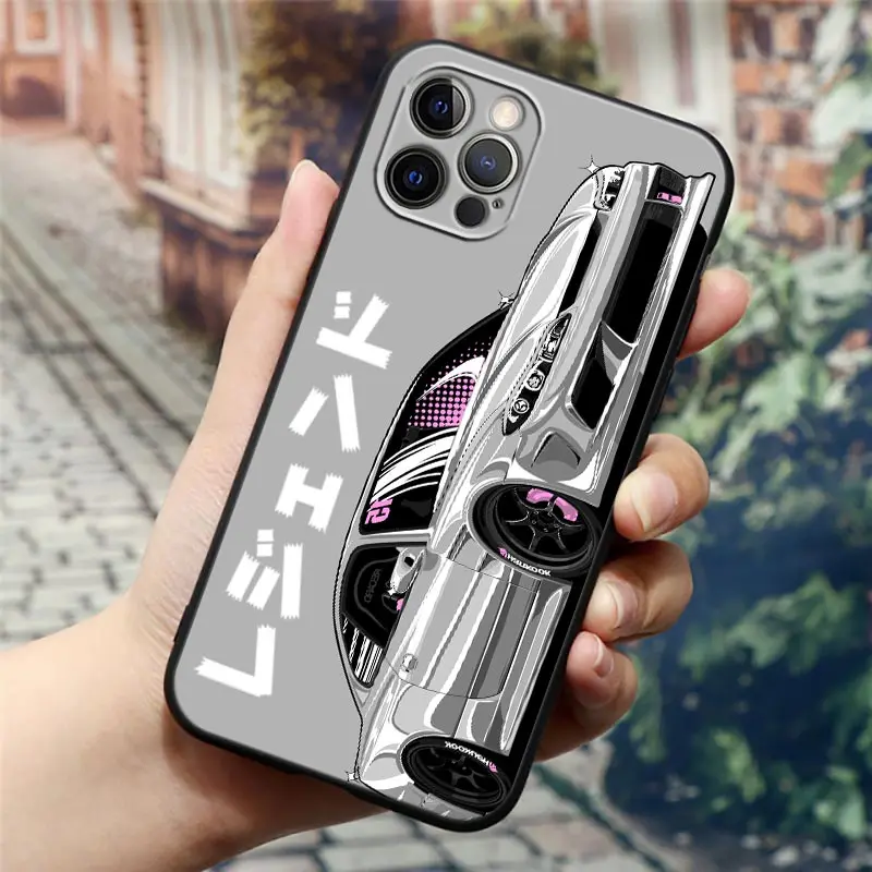 Крутой мужской спортивный автомобиль JDM GTR с мультяшным рисунком чехол для телефона Apple iPhone 16 15 14 13 12 11 Pro Max XR XS Max 8 Plus задняя крышка чехол