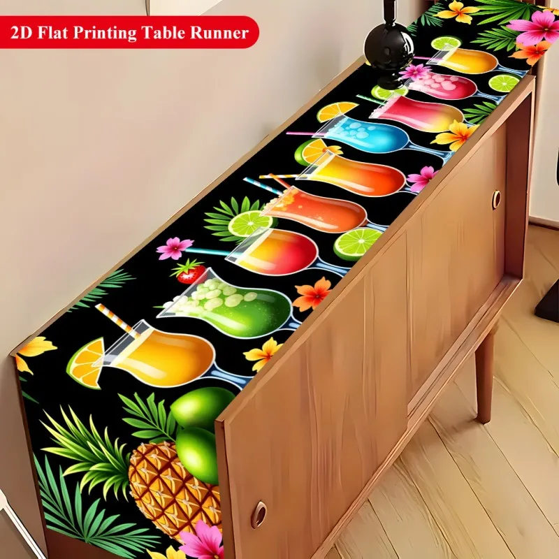 VIKAMA Tropical Cocktail Drink Table Runner, Summer Beach Rectangular Dining Table Cover for Pool Bar Party Home Decor