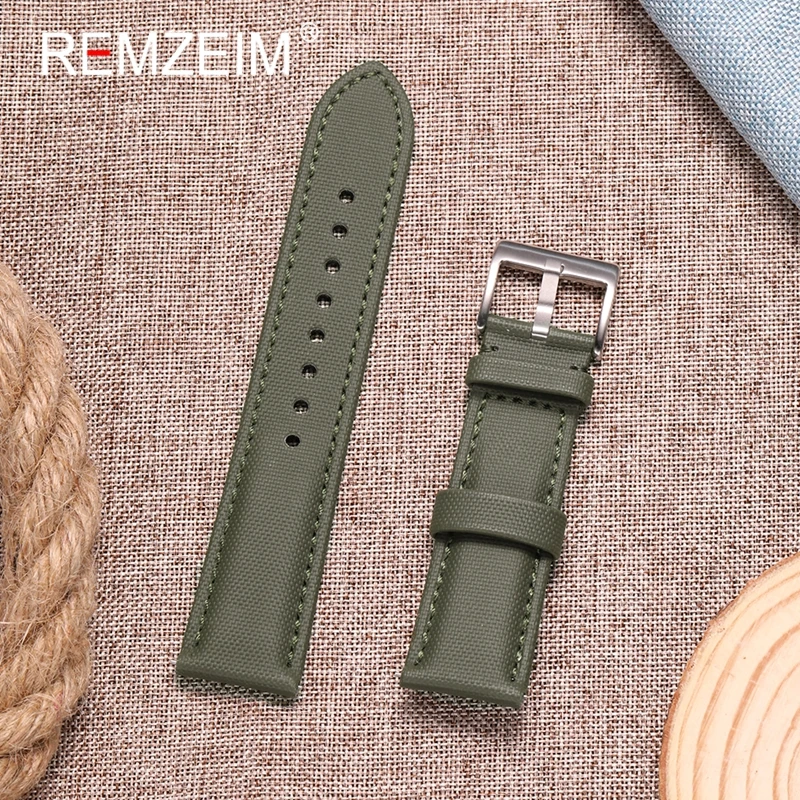 

Men's Vintage Sailcloth Nylon Sport WristBand 20mm 22mm Bracelets Black Blue Green Quick Release Smartwatch Strap