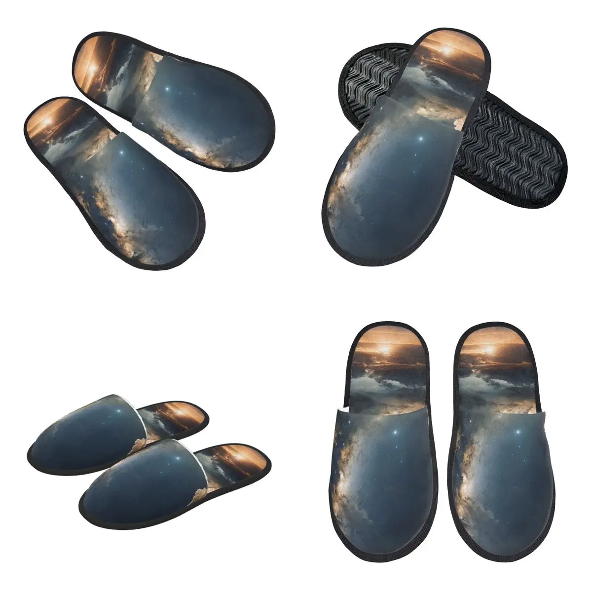 Custom Starlit Sky Milky Way Starry Slippers Memory Foam Warm Soft Women House Slipper Bedroom Comfy Shoes