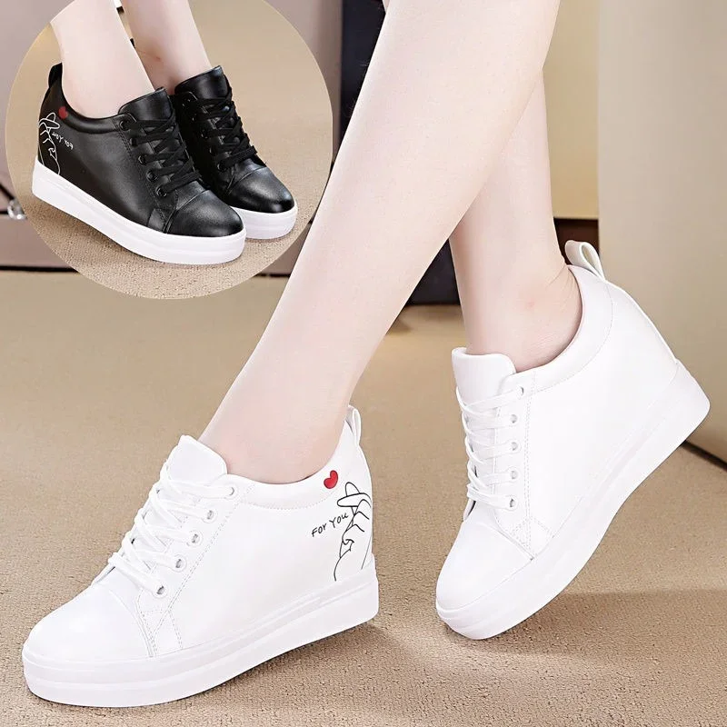 Comemore Comemore Spring Women Vulcanized Sneakers Low-top Leather Thick-soled Casual Sports Shoes Fashion Women\'s Tennis 2022