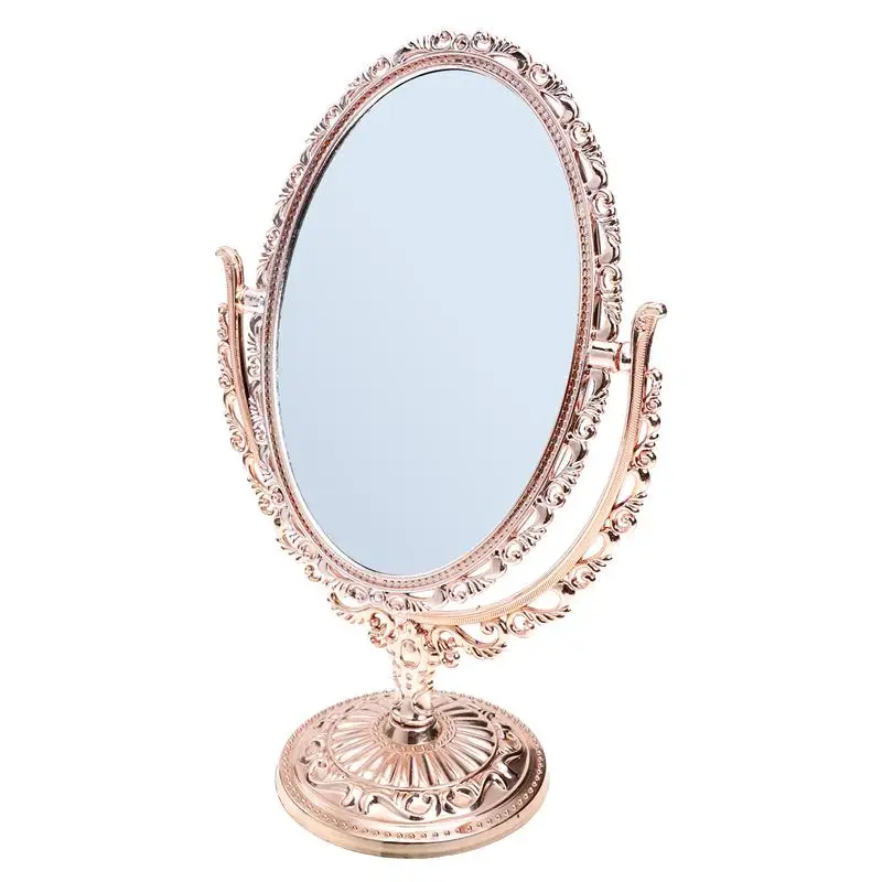 Vintage Rotatable Mirror Heart Shaped Mirror Desktop Mirror Decor Dressing Table Adorn for Home Women Bathroom