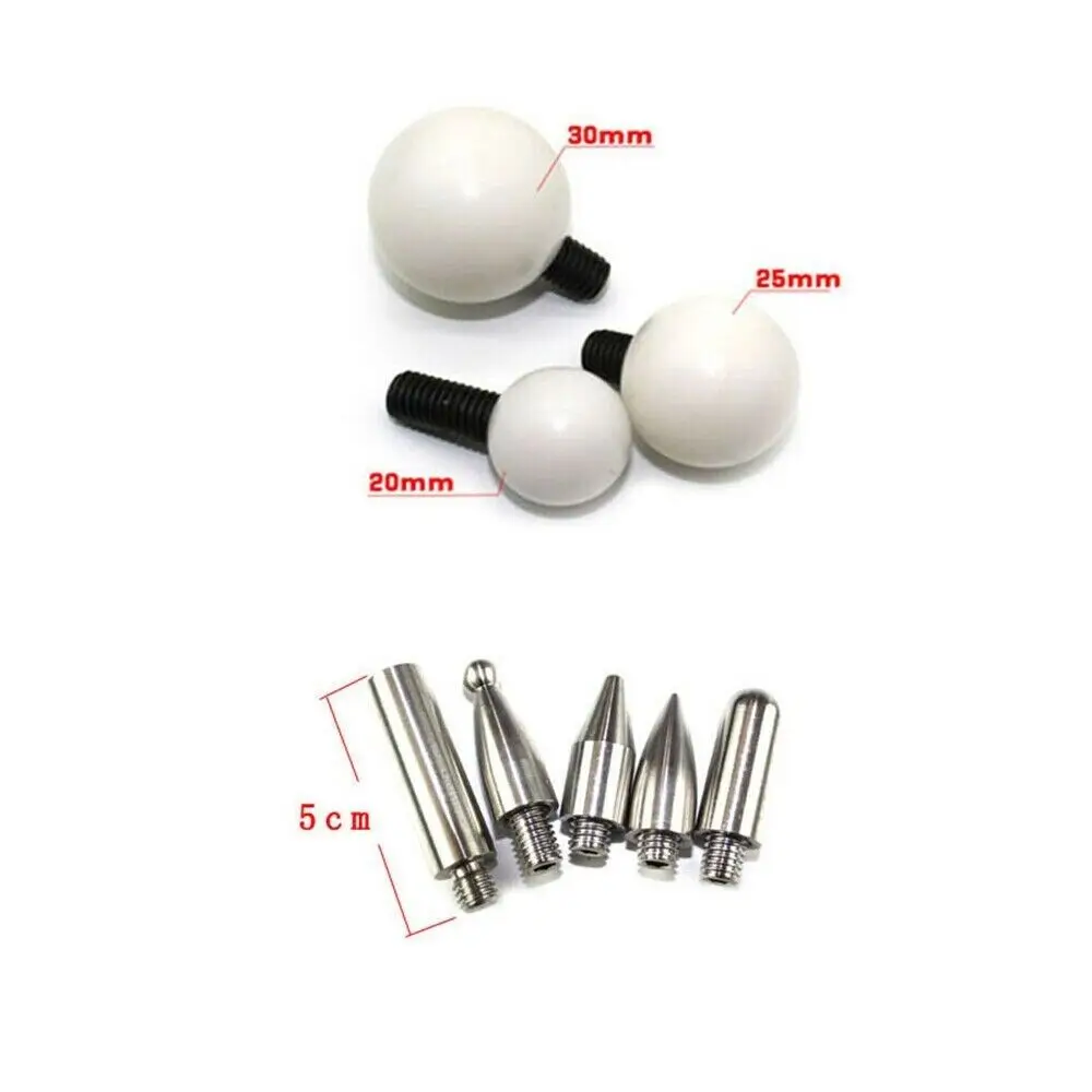 8Pcs M8 Auto Paintless Dent Repair Kit Rod Tips Stainless Steel Nylon Spherical Cone Accessories Rods Tool Body Dent Removal