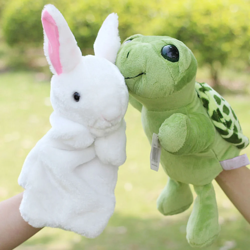 

1PC Rabbit Toy Plush Hand Puppet Story Telling Prop Role Play Accessory Party Favor for Parent Child White