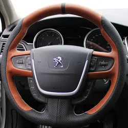 Car Steering Wheel Cover Braid Genuine Leather For Peugeot 508 2011-2008 508 SW 2011-2018 Car Accessories Auto Interior