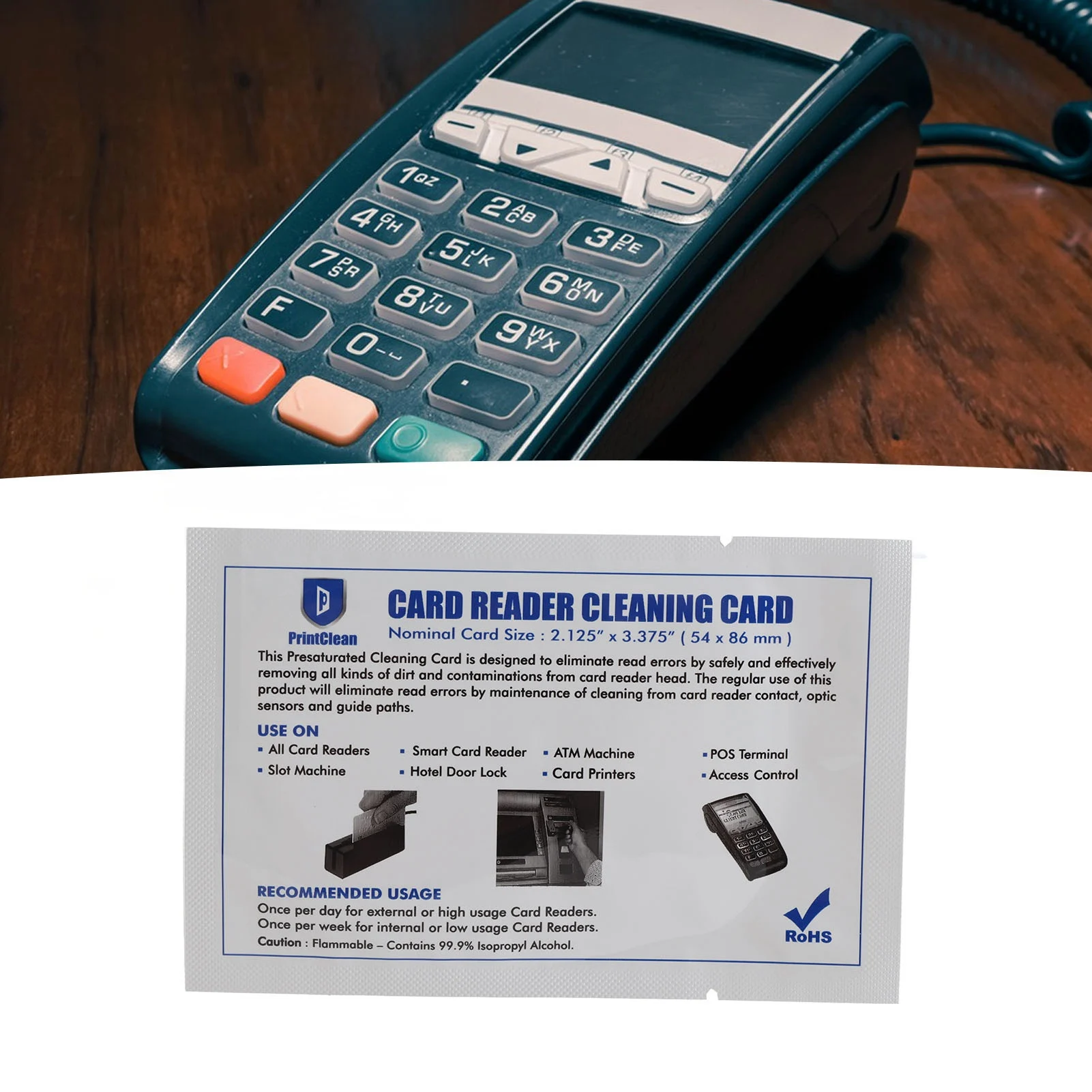 50pcs Cleanser Pos Terminal Cleaning Tools Card Cleaner PVC Printer Cards Reader Cleaners Credit Machine