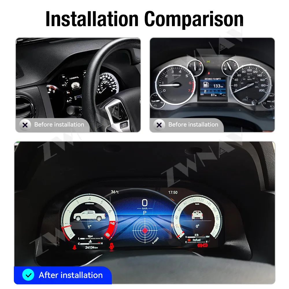 Car Dashboard For Toyota Tundra 2015-2019 LCD Digital Gauge Cluster Instrument Panel Meter Wireless Android Auto Carplay Cameras