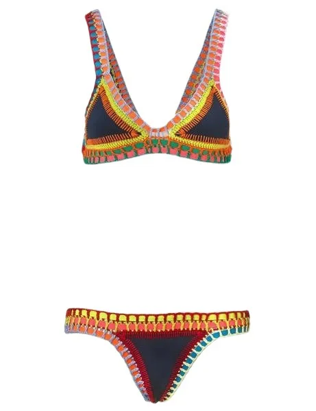 Kiini 2025 Tangan Rajutan Bikini Rajutan Splicing Baju Renang Set Baju Renang Wanita Transparente Seksi Biquini Biquine Brasileiro