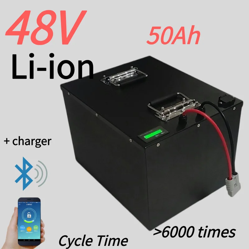 Metal Case Deep Cycle 48V 50Ah Lifepo4 Lithium Battery With Strong Bms For Golf Cart Solar Storage System Agv+5A Charger