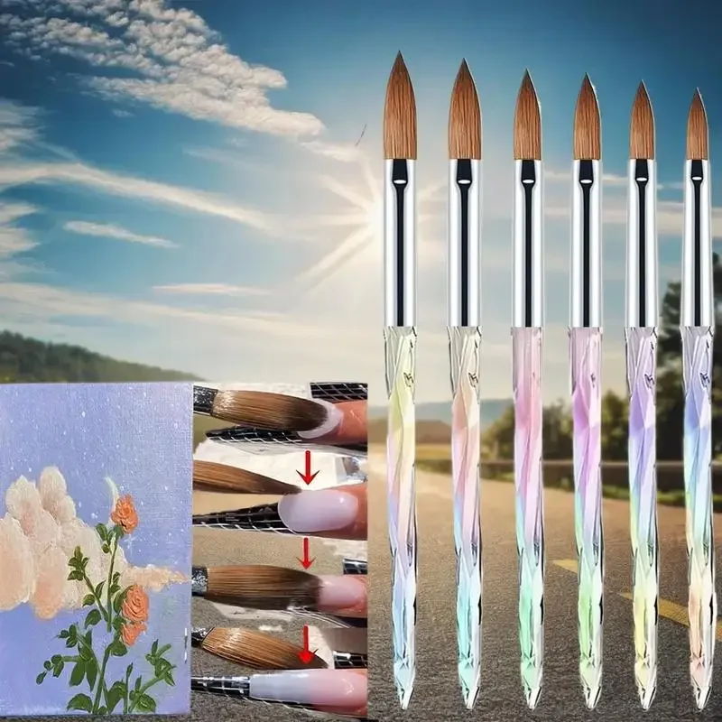6 個のプロフェッショナルアクリルネイルブラシセット、ネイルエクステンション、3D ネイルカービング、アクリルパウダーの塗布用