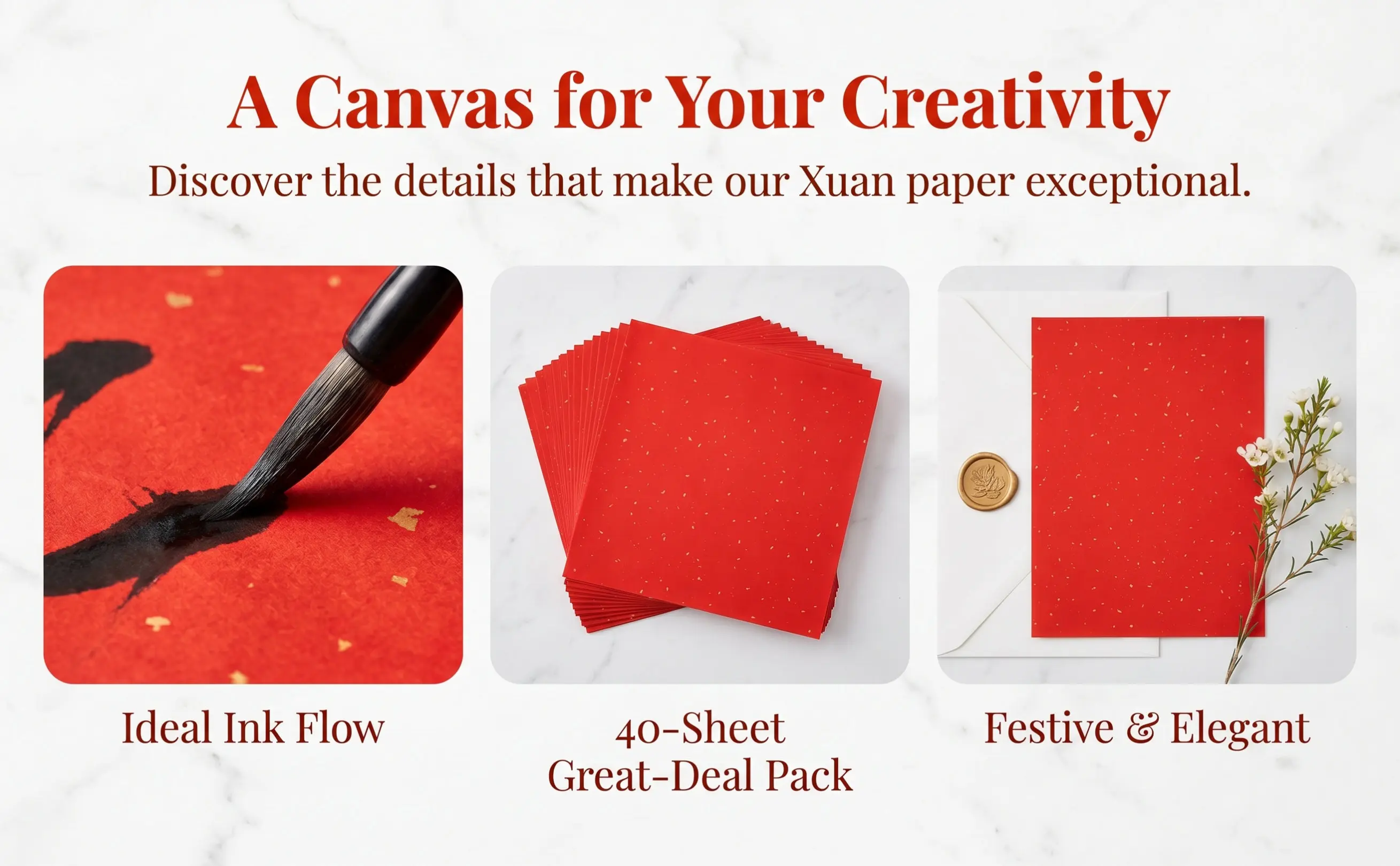 40Sheets Chinese Fu Character Couplet Paper Bamboo Ink Brush Paper for New Year Celebration Spring Festival Decoration