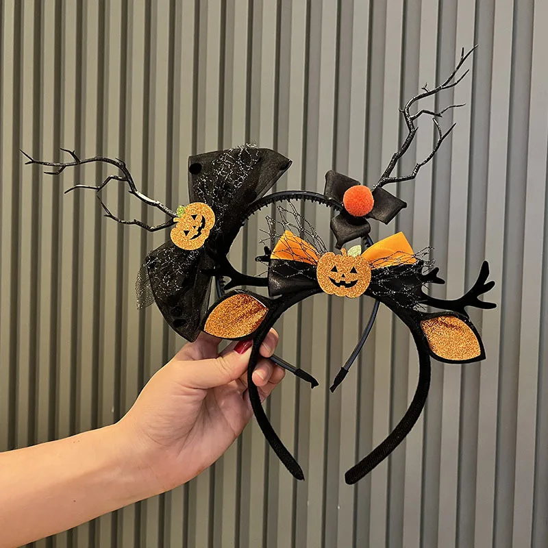 

Halloween Headdress Funny Photo Props Cos Dress up Twig Headbands Girl Hair Ornaments Black Antler Headbands