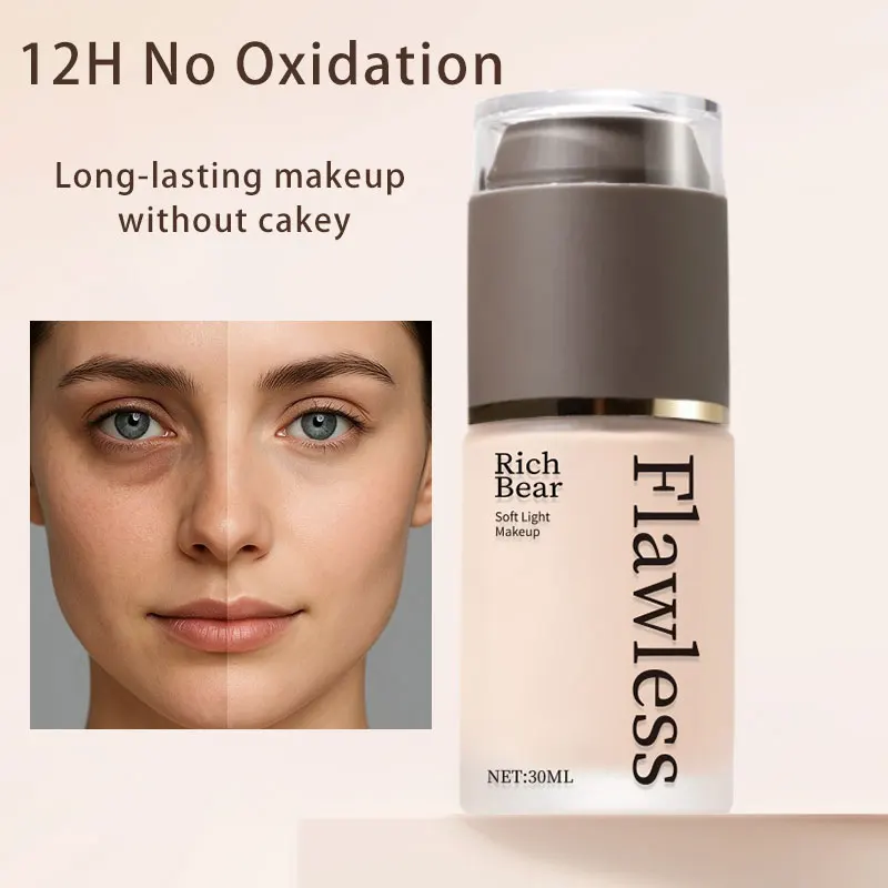 Soft Glow Longwear Foundation Natural Matte Finish Waterproof Concealing Cosmetic Holiday Gift for Women