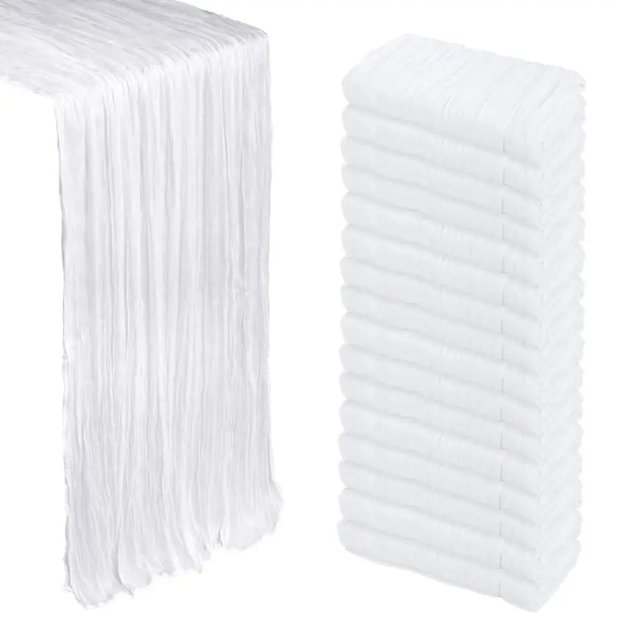 

Упаковка Белая марлевая дорожка для стола 10-футовая марлевая салфетка для стола 120-дюймовая прозрачная ткань в стиле бохо в деревенском стиле для зимнего декора Brid